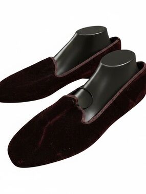 Zara Men's Velvet Slip-On Loafers in Burgundy